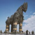Das trojanische Pferd als riesiges Modell